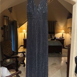 Alexa B Nites Sparkling Black Sequin Maxi Dress